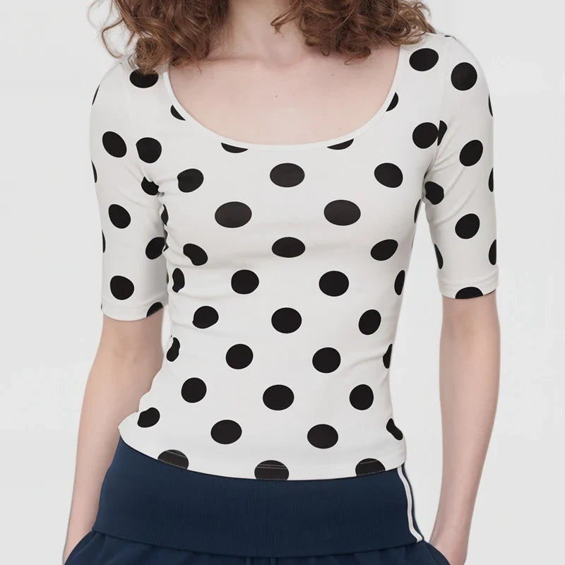 Polka 3/4 Sleeve Crop Top