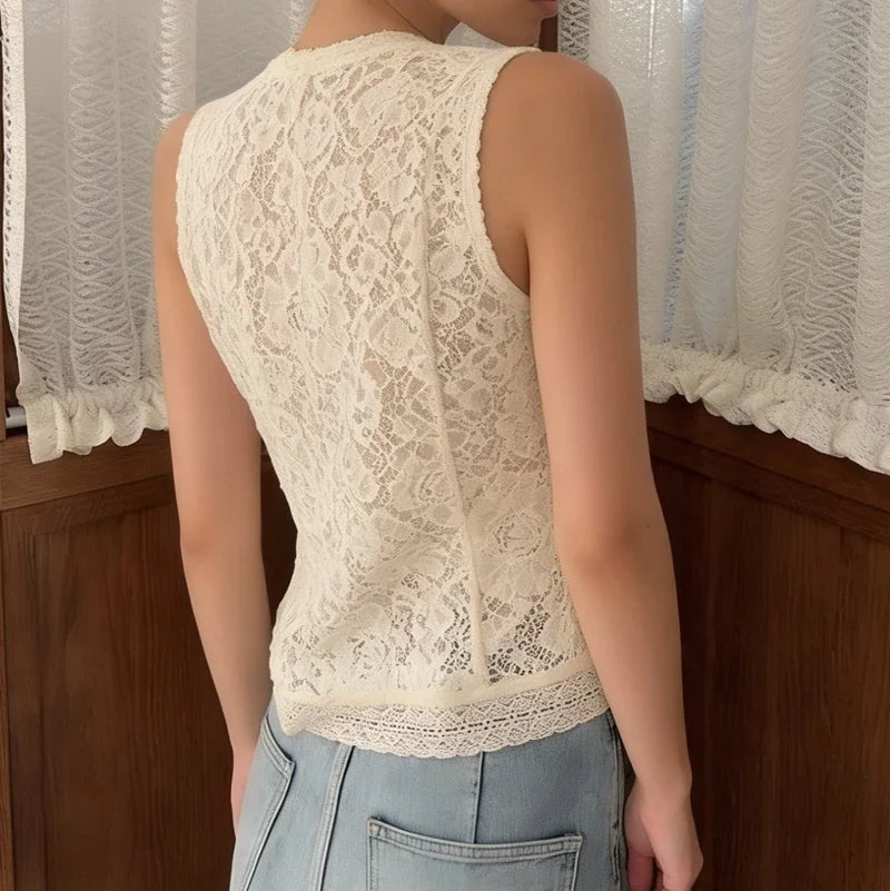 Floral Sheer Lace Tank Top