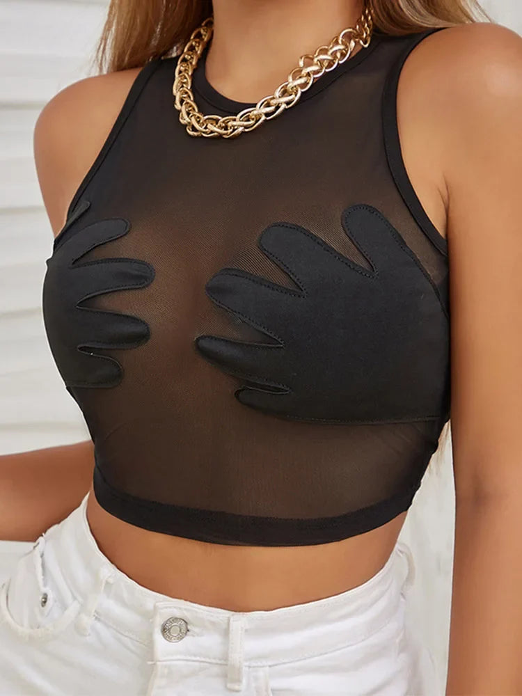 Body-Shaping See Through Hipster Crop Tops