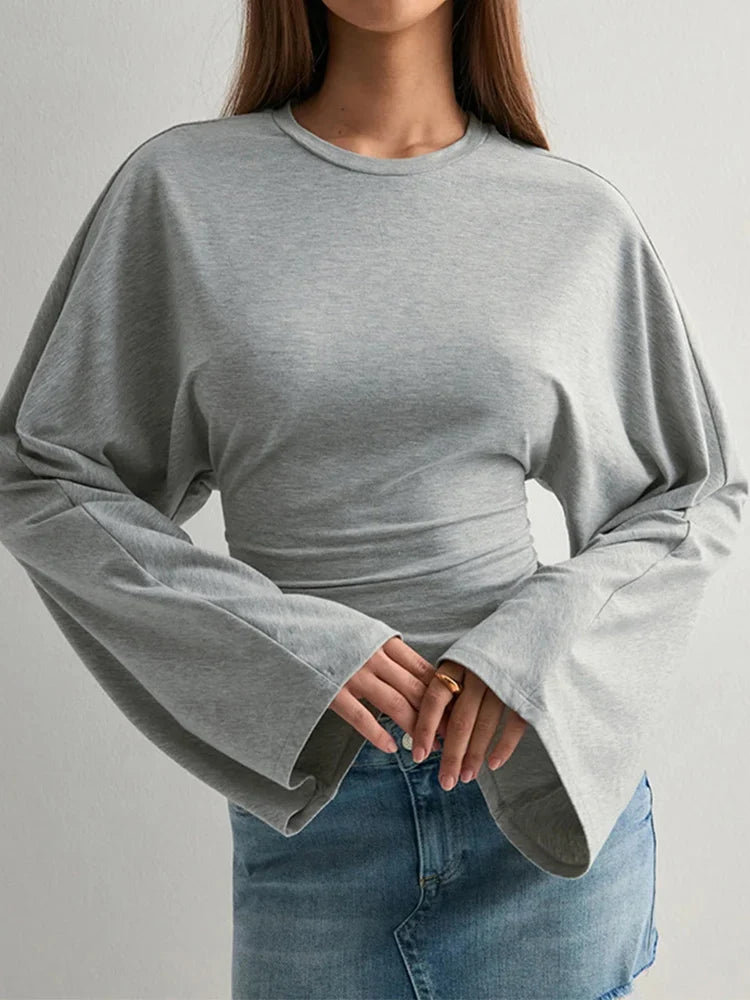 Street Sytle Flare Long Sleeve Cropped T-shirt