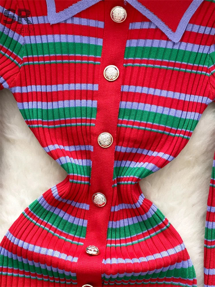 Winter Stripe Sweater Dress