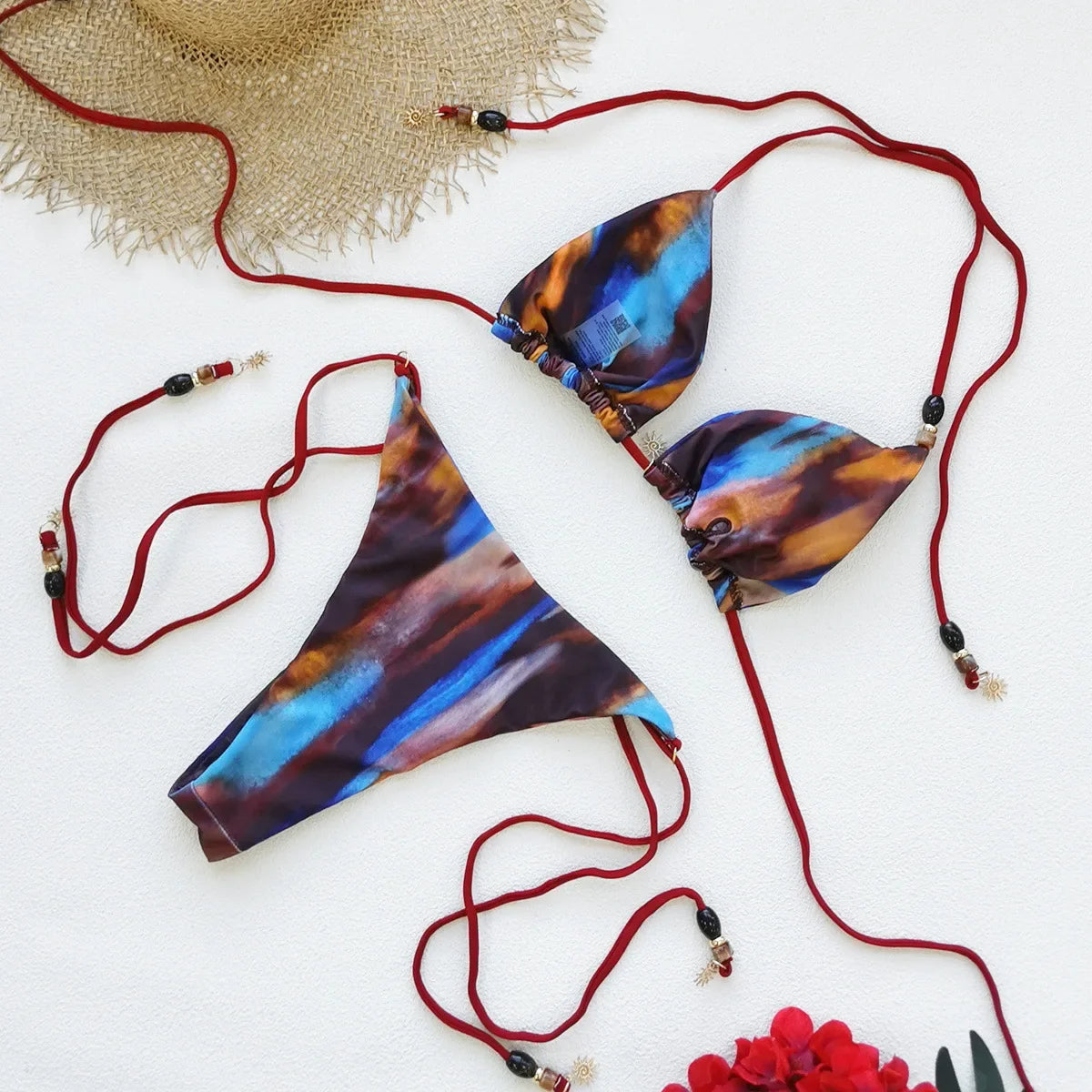Sexy Blue Tie Dye Gradient Micro Bikini