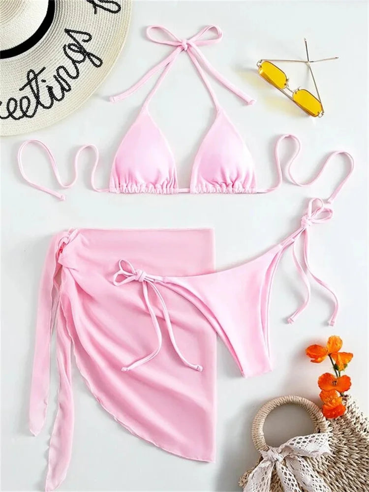 Sexy Solid Brown Bikini