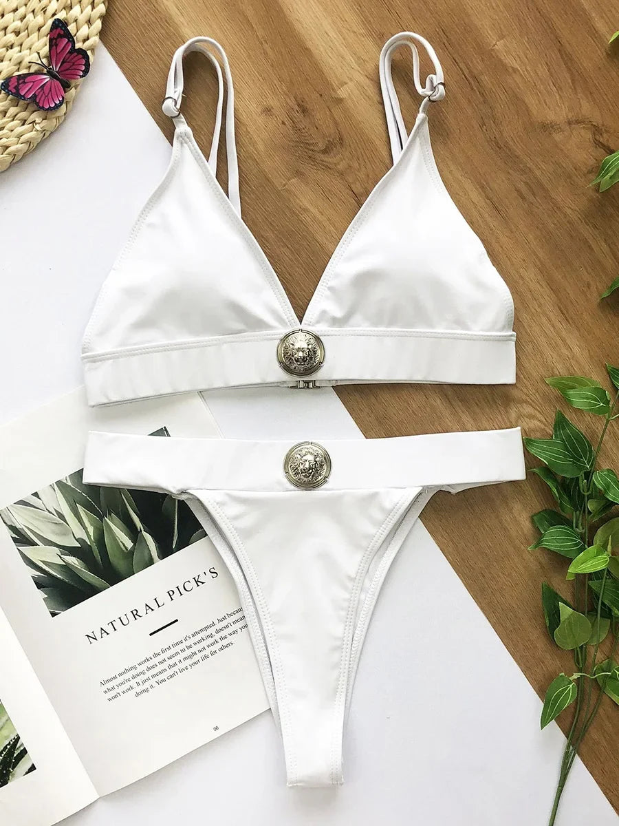 Snake Printed Bandeau Bikini