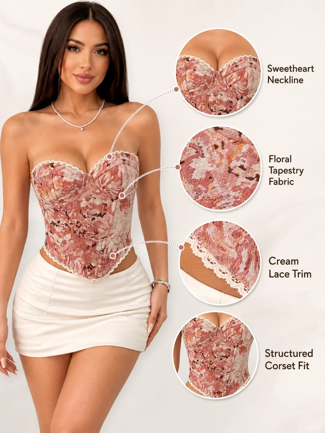 Womens Jacquard Corset Bustier Top