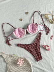 Sexy Coffee Polka Dot Print Bikini Set