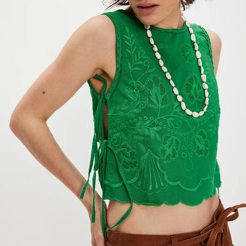 Y2K Tie Side Tank Tops