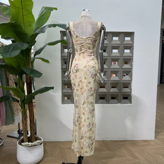 Yellow Retro Floral Bodycon Holiday Dress