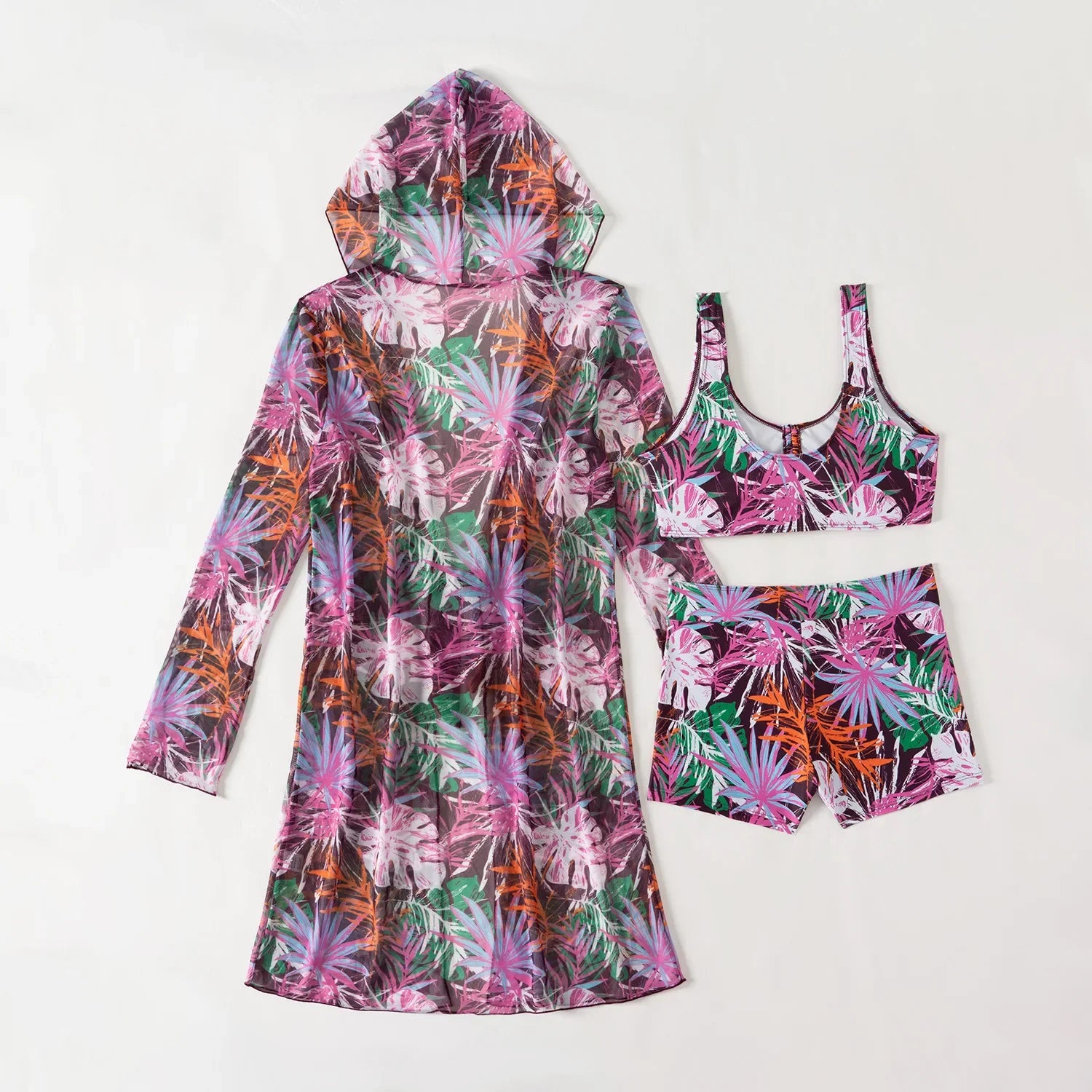 Vintage Blue Leaves Print Bikini Set