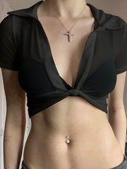 Women's Transparent Mesh Crop Top