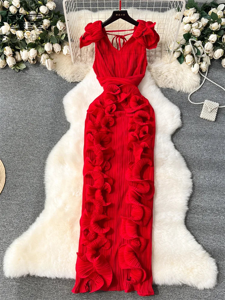 Ruffles Sleeveless Maxi Dress