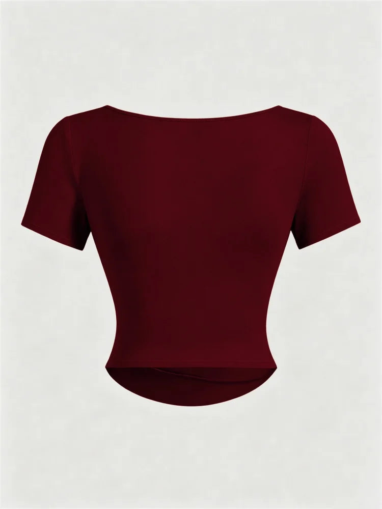 Solid Color Slim Fitted Crop Top