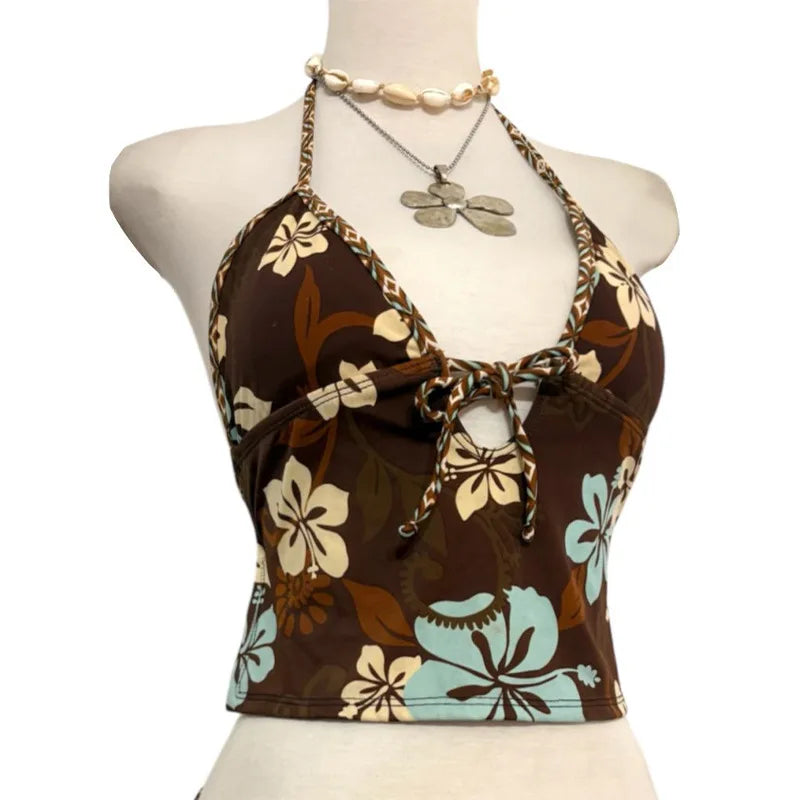 Flower Printed Sleeveless Vest