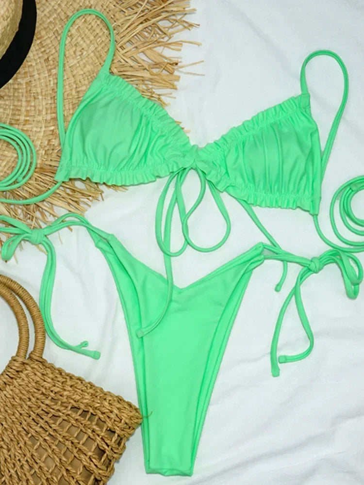 Sexy Ruffle Frilled Micro Thong Bikini