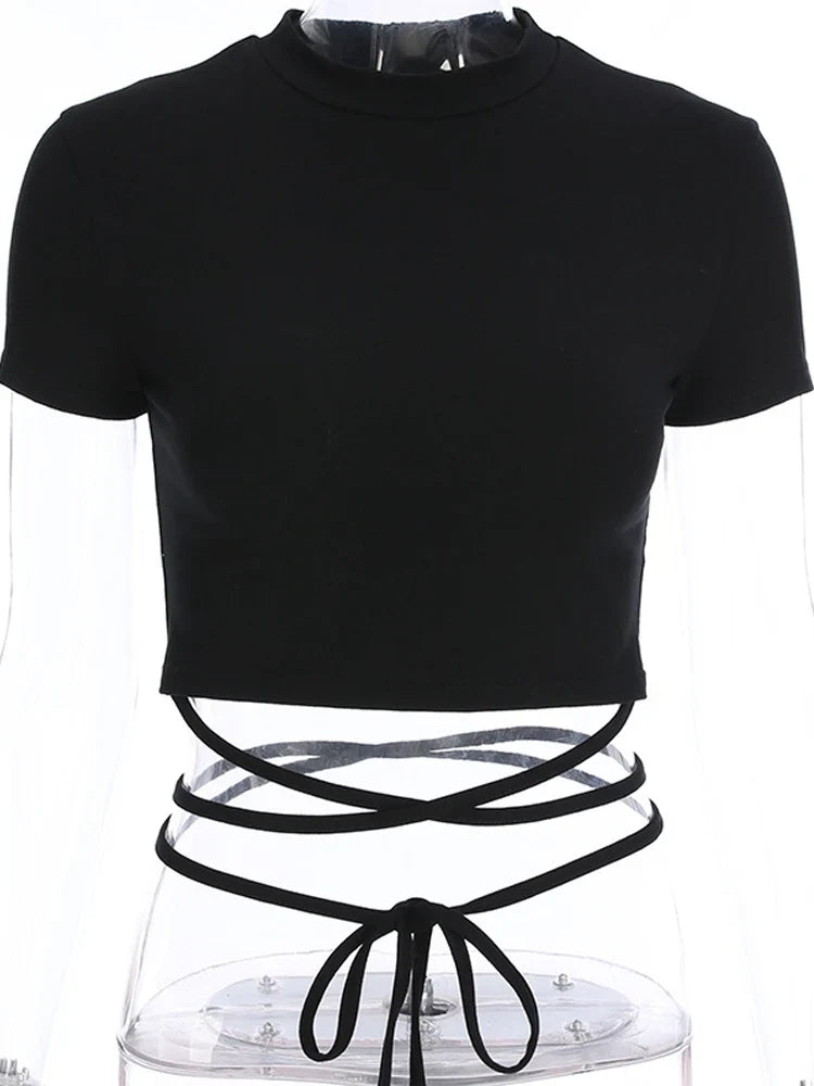 Black Short T-Shirts Sexy Crop Tops