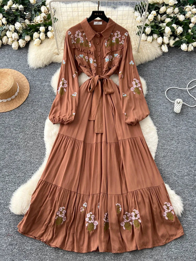 Embroidered Large Swing Dress