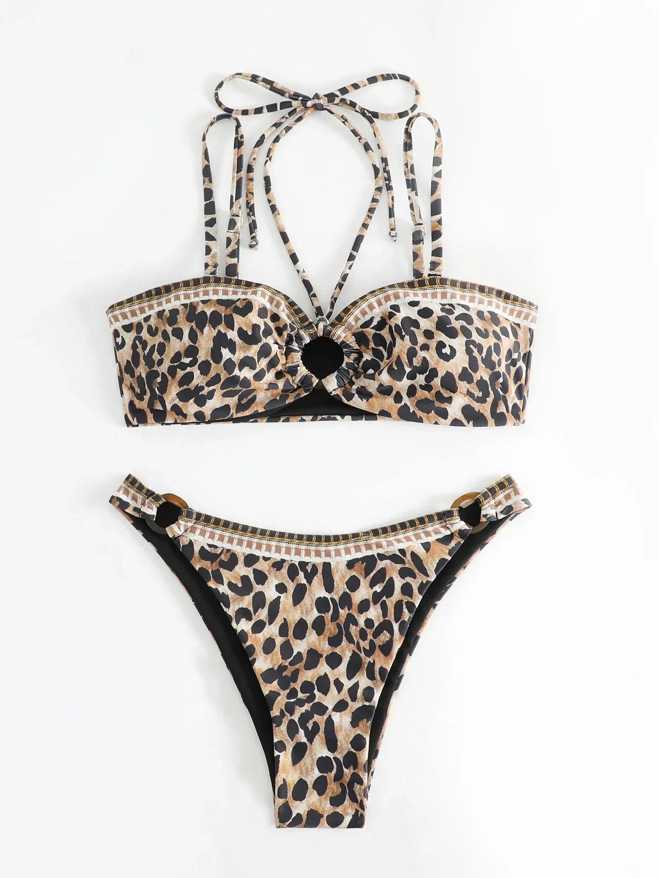 Sexy Black Leopard Print Bikini Set