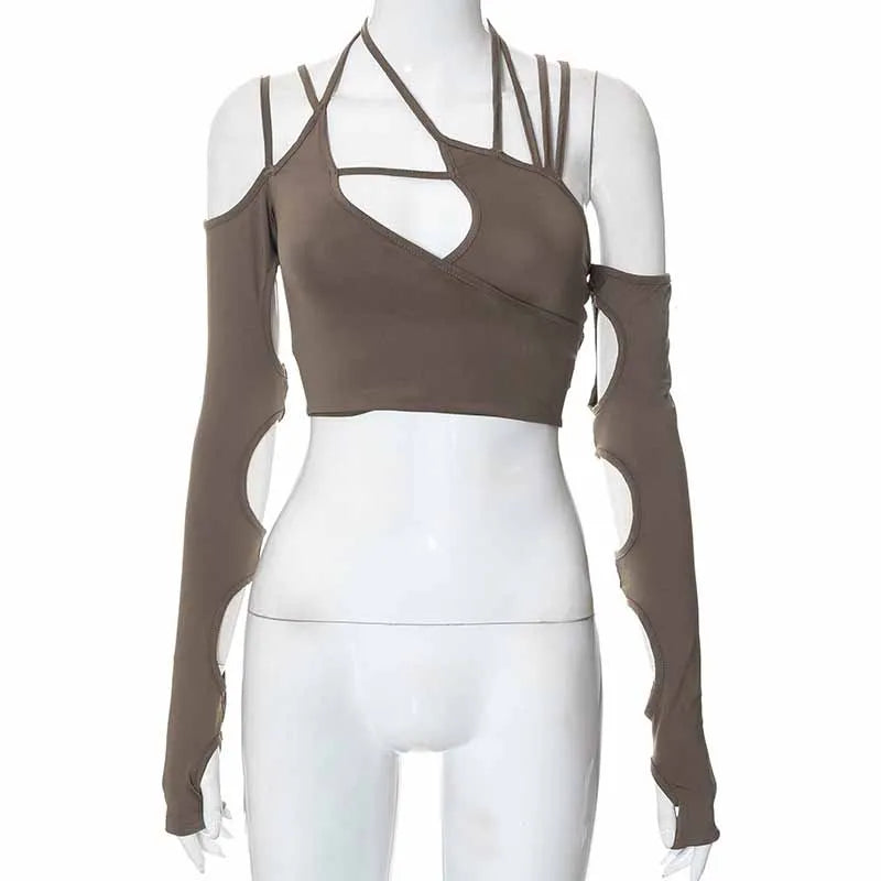 Women's Punk Long Sleeve Crop Top