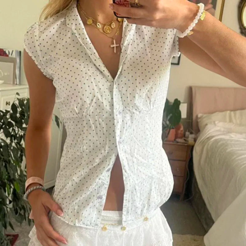 Vintage Plaid Cap Sleeve Fitted Blouse Tops
