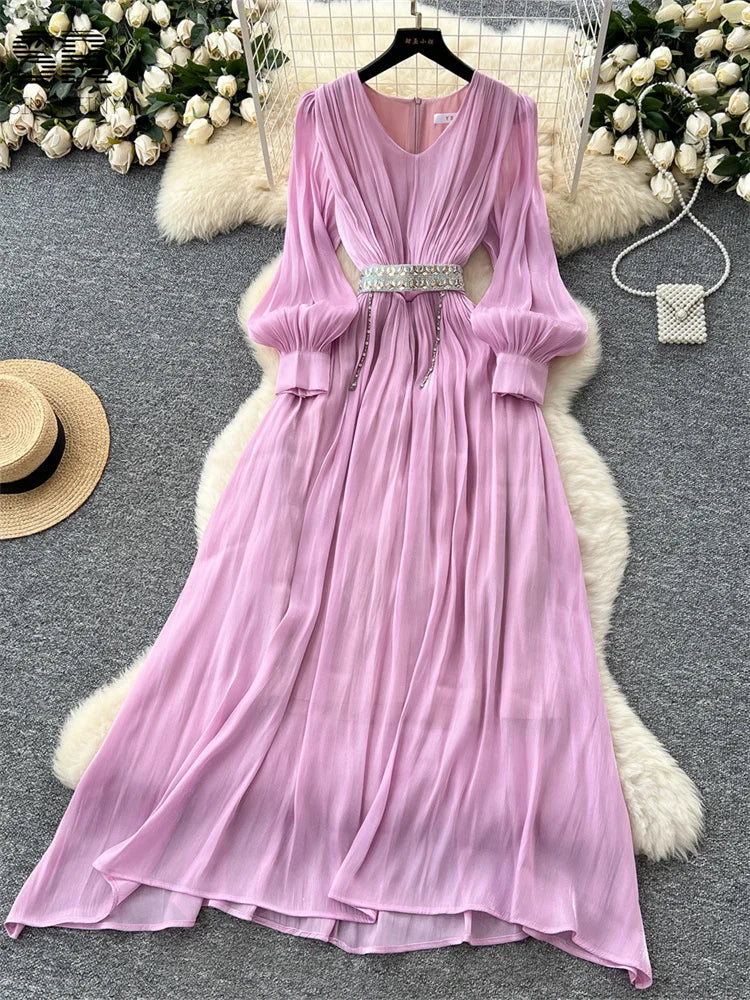 Elegant Chiffon Pleated Dress