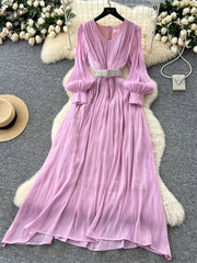 Elegant Chiffon Pleated Dress