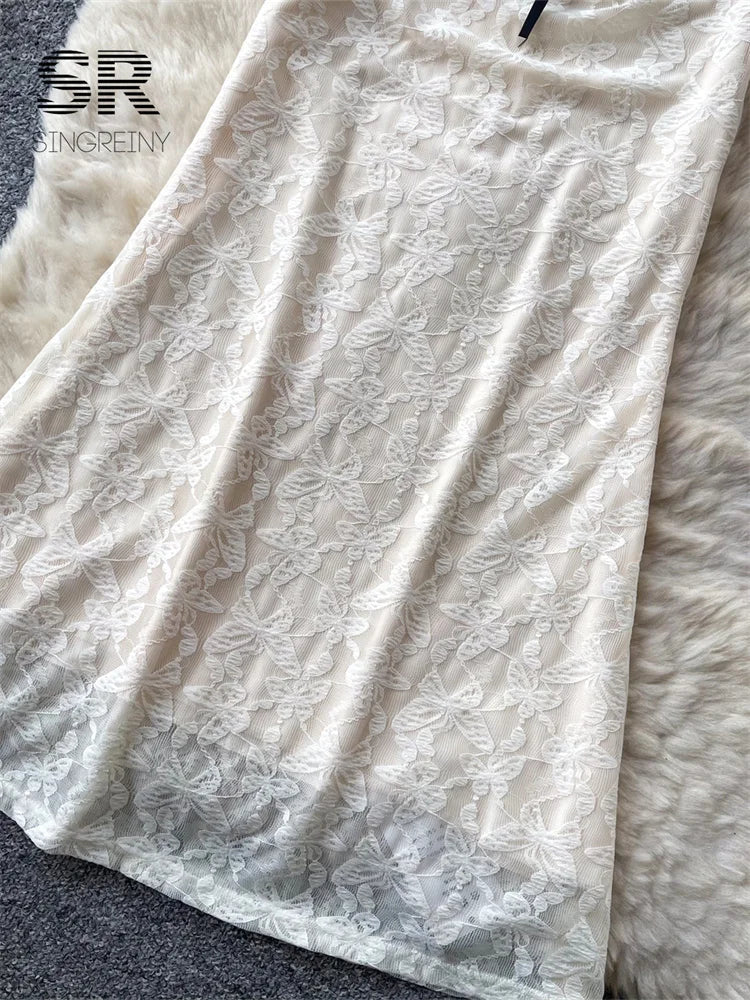 Lace Strapless Holiday Dress