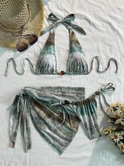 Vintage Green Tie Dye Gradient Bikini Set