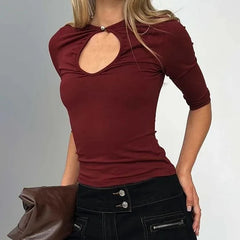 Keyhole Cutout Slim Fit Crop Top