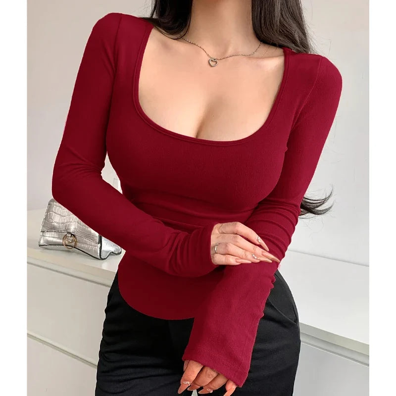 Autumn Women's Long Sleeve T-Shirts Crop Tops