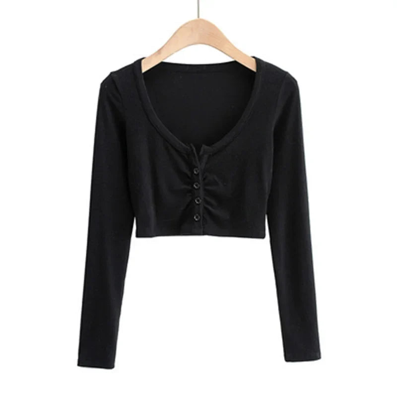 Slim V-neck Long Sleeve Bottomed Womens Tops