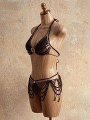 Luxury Metal Chain Cover Up 4 Piece Bikini Set