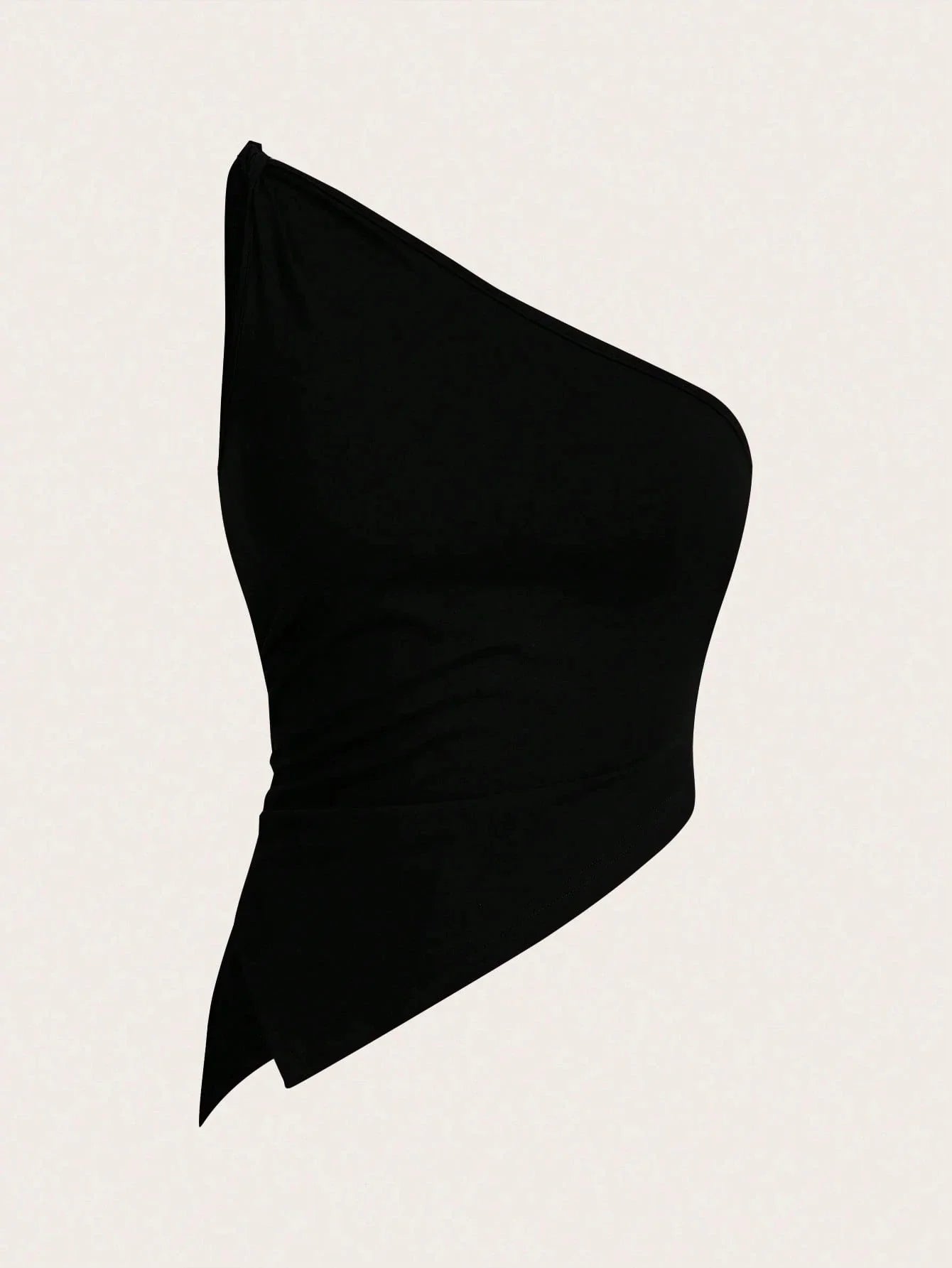 One Shoulder Asymmetry Hem Crop Top
