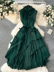 Sleeveless Ruffles Loose Long Dress