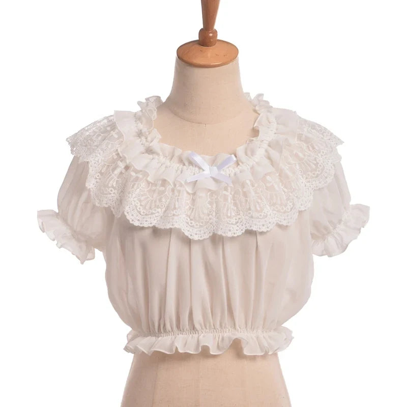 Chiffon Blouse Cute Lolita Off Shoulder Crop Tops