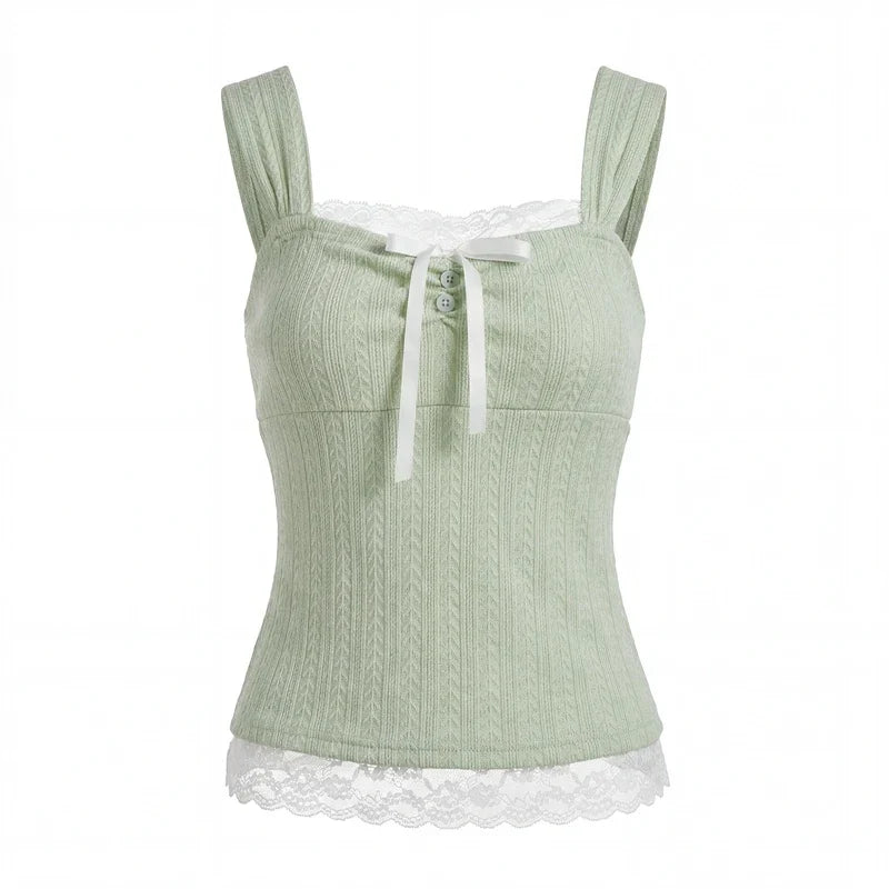 Ribbed Knit Square Neck Cami Top
