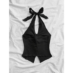 Y2K Sexy V-neck Halter Neck Crop Top