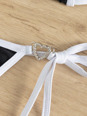 Luxury Rhinestone Heart Thong Bikini