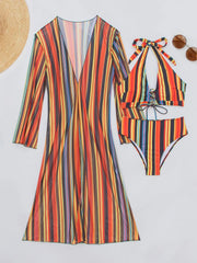 Vintage Orange Striped Bikini