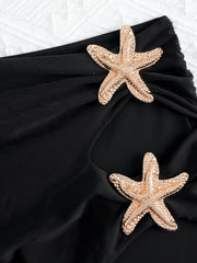 Vintage Mesh Starfish Skirt 3 Piece Bikini Set