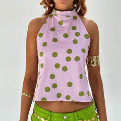 Y2k Graphic Print Halter Tank Top