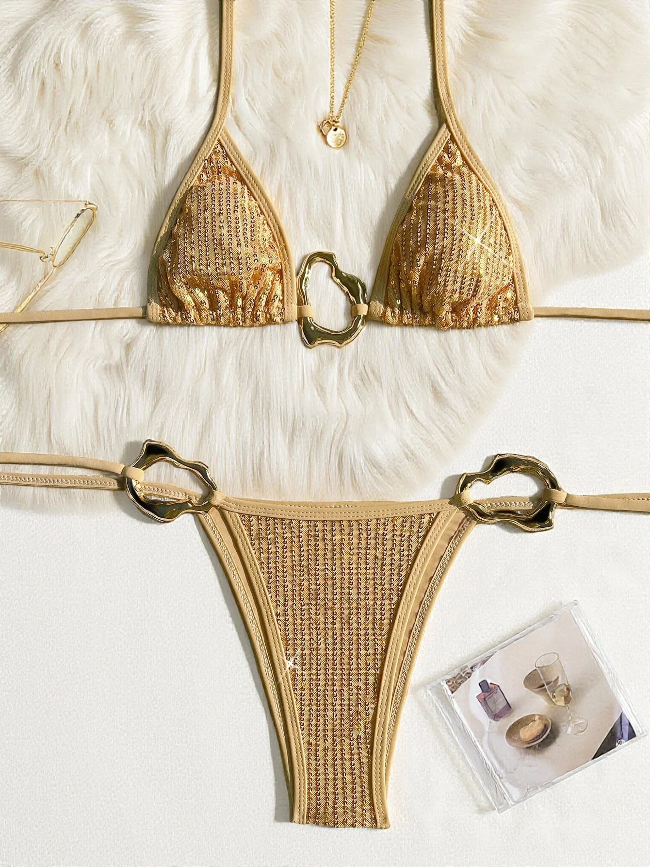 Sexy Glitter Sequin Gold Bikini