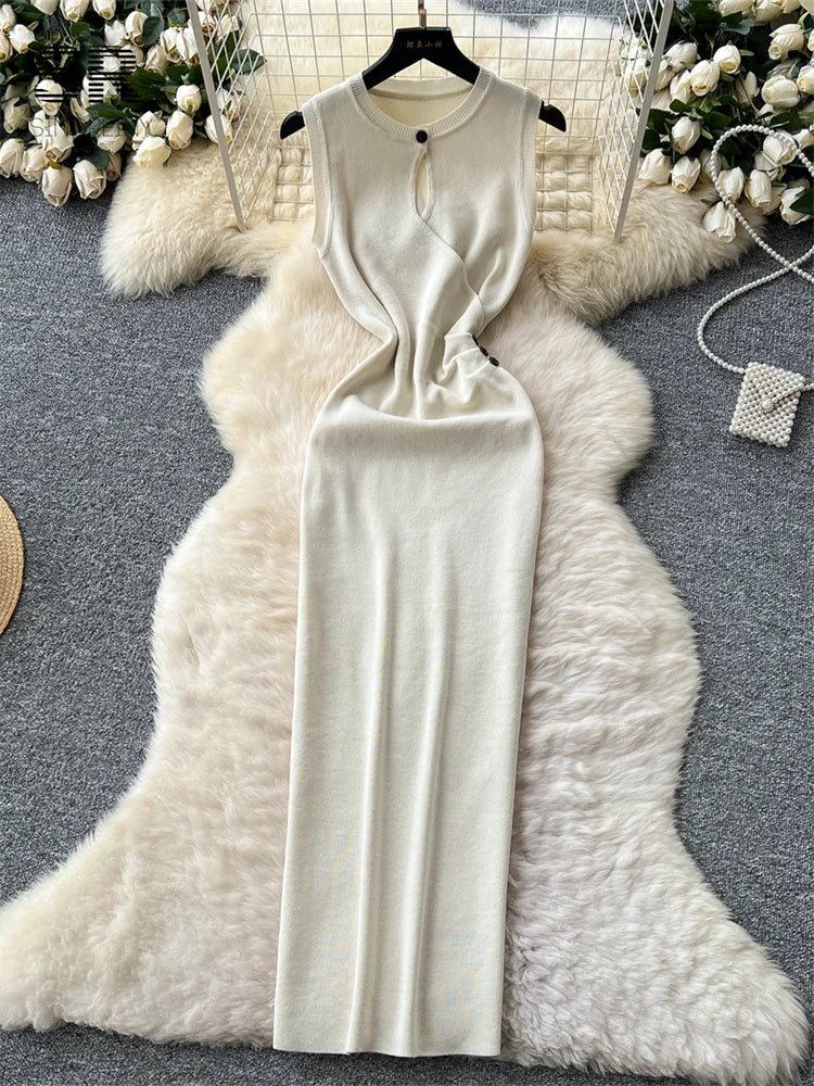 Hollow Out Knitting Long Dress