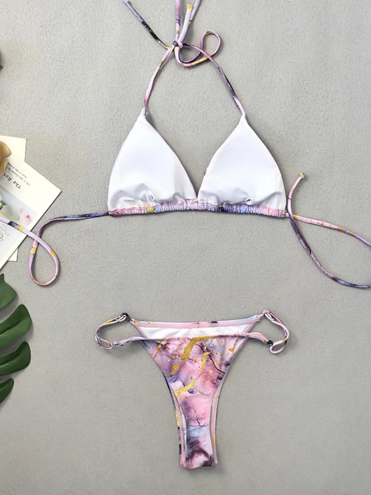 Sexy Purple Marble Print Bikini