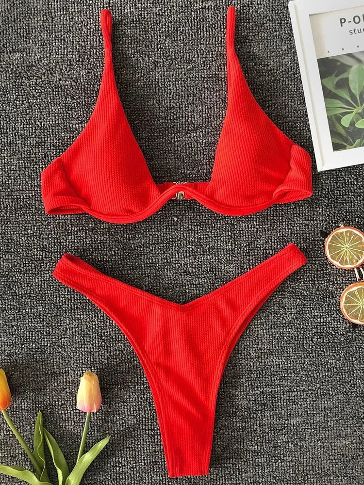 High Cut V-bar Underwired Bikini