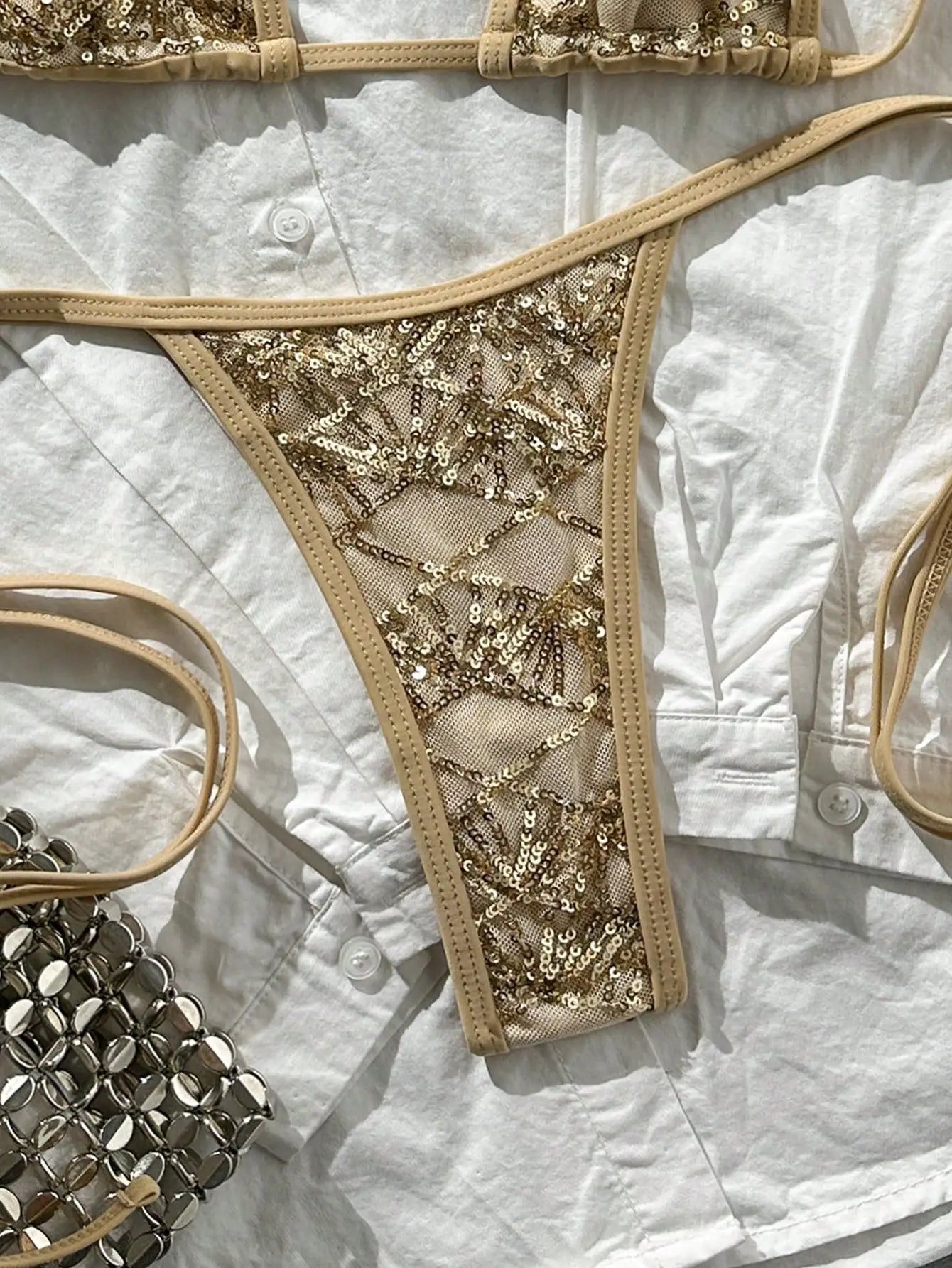 Sexy Sequin Khaki Micro Bikini
