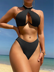 Sexy Halter Cross Underwire Bikini Set