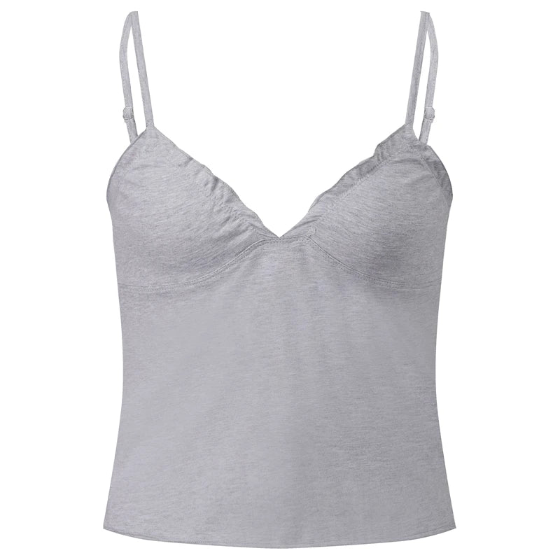 Spaghetti Strap Ruffled Bust Tank Tops
