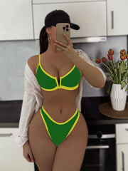 Sexy Green Contrast Bikini Set