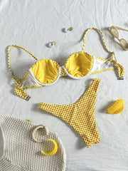 Sexy Coffee Polka Dot Print Bikini Set