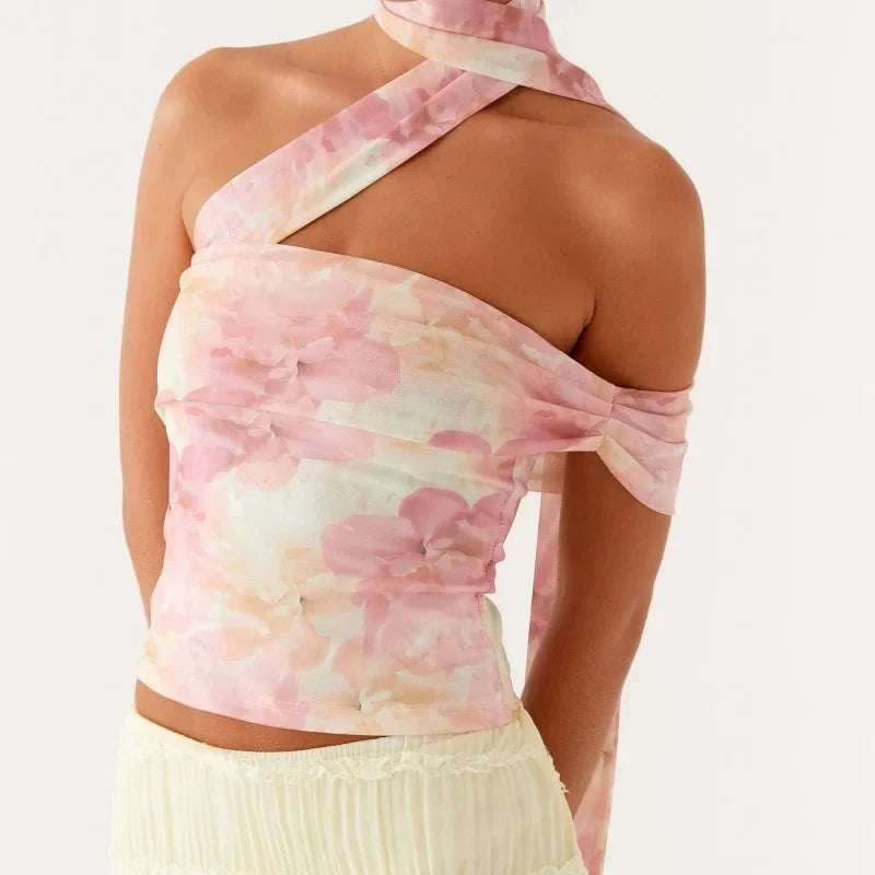 Y2k Strapless Floral Tube Top